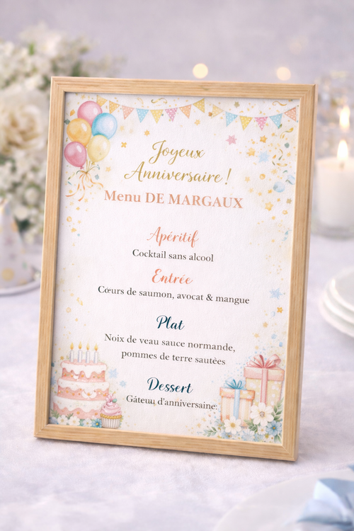 Affiche menu